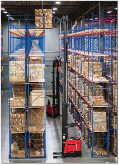 Up, up and away is the way to go when it comes to racking. Warehouse designs should allow for the highest possible clear height allowable by law to maximize inventory capacity.