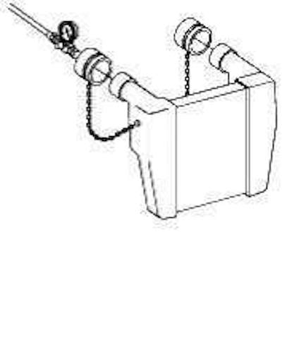 A charge air cooler can be leak-tested with a kit consisting of pressure caps and connections for an air hose and pressure gauge.
