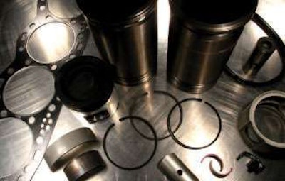 What needs replacement will vary, but generally the water pump should be replaced along with the rod, main and cam bearings, pistons, piston rings and liners, oil pump, thermostat, seals and gaskets.