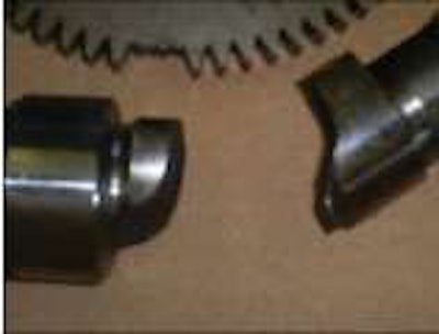 Additional damage occurred to the cam gear and the camshaft, which broke into two pieces.