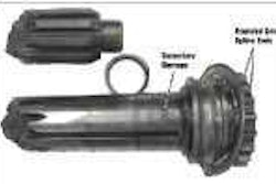 Figure 1: In a 45 degree fracture typically there will be secondary damage to the shaft diameter just forward of the input bearing and the main drive gear drive spline ends are rounded.