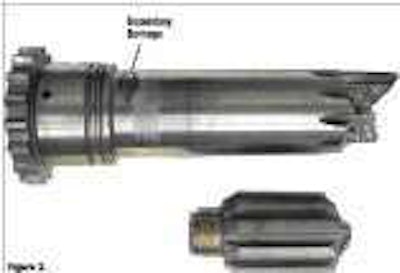 Figure 3: This photo shows typical secondary damage caused by the input shaft being driven by the vehicle and flailing around due to lack of restraint.