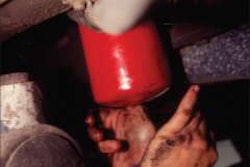 Replacing an oil filter is just one of several steps to an effective lubrication procedure. After an old filter is removed, it is important to lubricate a new filter with oil before installing it on the truck.
