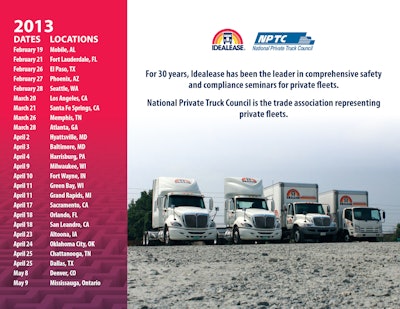 Idealease, In Partnership With The National Private Truck Council (nptc), Will Present “safety & Compliance Simplified” Seminars In 24 Cities Across The Us And Canada Beginning In February And Through May