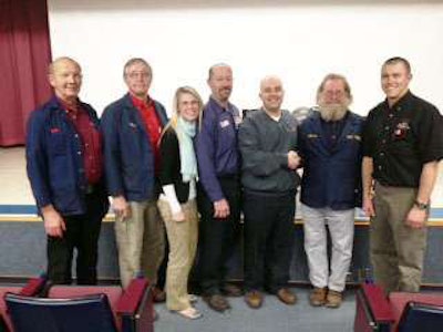From left to right, SCC Milford instructors Keith Jones and Tom Hohman, TCC recruiter Chelsey Brooks, TCC service managers Bob Sturges and Aaron Hummel. SCC diesel program chair Lester Breidenstine and instructor Karl Eickhoff.