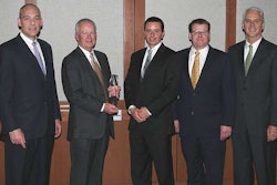 Truckworx Kenworth was named Kenworth’s 2012 Parts and Service Dealer of the Year for the United States and Canada. From left, are Darrin Siver, PACCAR vice president and PACCAR Parts general manager; Truckworx Kenworth executives Bob Mitchell and Will Bruser; Tony McQuary, PACCAR Parts general sales manager; and Gary Moore, Kenworth general manager and PACCAR vice president.