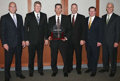 CIT Group was named the 2012 TRP All-Makes Kenworth Dealer of the Year for the United States and Canada. From left, are Darrin Siver, PACCAR vice president and PACCAR Parts general manager; CIT Group executives Erick Miner, Carl Herzog and Bruce Thomas; Tony McQuary, PACCAR Parts general sales manager; and Gary Moore, Kenworth general manager and PACCAR vice president.