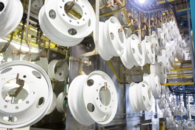 Steel wheels must have all the paint and rust removed from the surface without removing or changing the material properties of the steel.