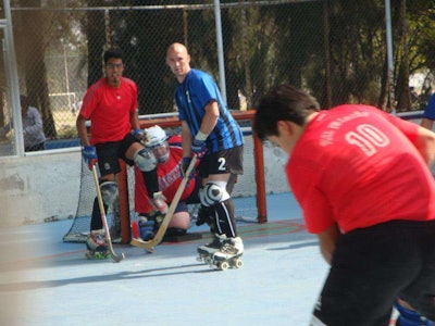 Bill Mihay defends the crease.