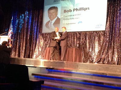 Bob Phillips is inducted into the Heavy Duty Aftermarket Hall of Fame Tuesday at HDAW in Las Vegas.