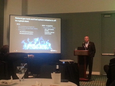 WheelTime President and CEO Mike Delaney presents information about the company’s new efforts in the dual-fuel natural gas market Sunday, March 10 at TMC’s annual meeting in Nashville.