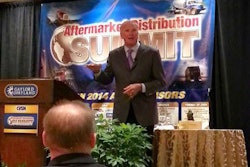 Sam Wyche speaks to the crowd at the CVSN Aftermarket Distribution Summit Monday in Nashville.