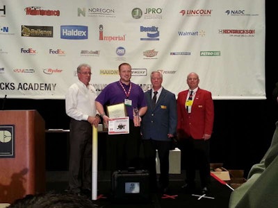 FedEx Freight technician Mark McLean repeated as the SuperTech champion Wednesday in Orlando at the TMC Fall Meeting.