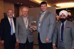 Pictured, from left to right, are Automann USA National Sales Manager Danny Ferrell, Freightliner of St. Cloud CIC Pat Miller and GM Jon Pearson, and Automann USA Vice President Jeev Khanduja.