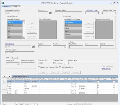 Karmak’s business system includes a pricing matrix feature that allows distributors to determine customer and price groups