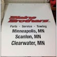 Each business in the Blaine Brothers family of companies has its own customized mud flaps. The flaps are given as gifts to customers who reach parts and service sales thresholds as a value-added perk.