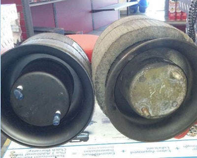 A side-by-side comparison of a new spring and one that has worn down over years of improper service.