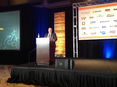 New VIPAR Heavy Duty President Chris Baer outlines his plan for the company’s future Monday at the company’s annual business conference in Orlando.
