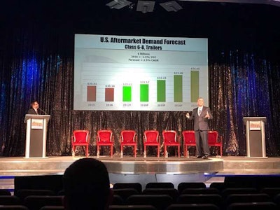 David Kalvelage and John Blodgett of MacKay & Company present during Heavy Duty Aftermarket Dialogue on Monday in Las Vegas.