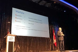 Rick Funston speaks on business warfare Tuesday at Heavy Duty Aftermarket Week (HDAW) 2017 in Las Vegas.