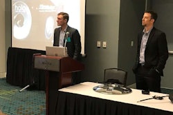 Aperia CEO Josh Carter (left) and FlowBelow President Josh Butler announce their new partnership Sunday at TMC.