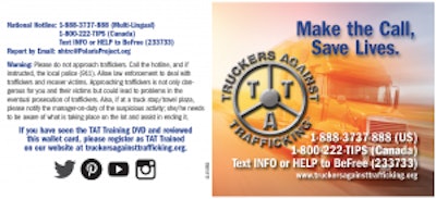 Tips from Truckers Against Trafficking on how to spot and report potential trafficking.