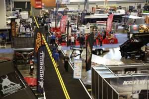 Overhead picture of a truck show
