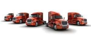 row of red trucks