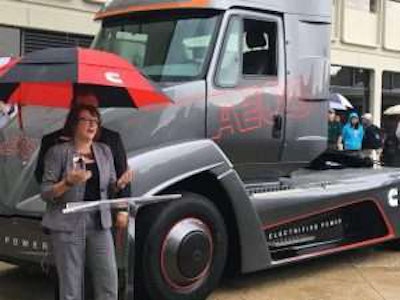 Julie Furber, Cummins’ Electrification Business Development Executive Director, unveiled the company’s electric powertrain concept truck Tuesday.