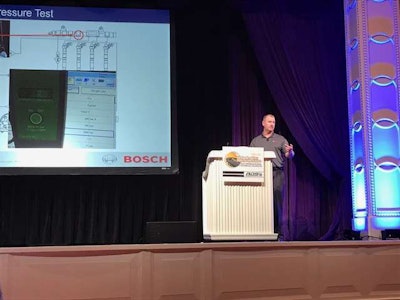 Bob Pattengale of Robert Bosch, LLC, presents Wednesday at the Association of Diesel Specialists (ADS) Convention in Las Vegas.