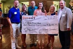 Ben Kizer, Summit Truck Group service sales representative), Jarie Pritchard, Summit Truck Group office manager, Rickey Hall, Summit Truck Group area operations director, Malayna McGhee, special events manager for Ronald McDonald House, Kristin Owens, Summit Truck Group sales administrator, and Dick Sweebe, Summit Truck Group partner.