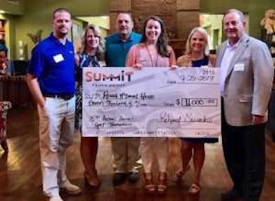 Ben Kizer, Summit Truck Group service sales representative), Jarie Pritchard, Summit Truck Group office manager, Rickey Hall, Summit Truck Group area operations director, Malayna McGhee, special events manager for Ronald McDonald House, Kristin Owens, Summit Truck Group sales administrator, and Dick Sweebe, Summit Truck Group partner.