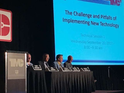 Panelists discuss the importance and challenges of implementing new technology during Wednesday’s TMC tech session in Orlando.