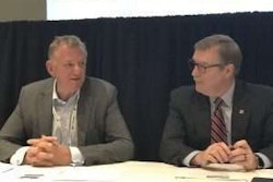 Volkswagen Truck & Bus CEO Andreas Renschler (left) and Troy Clarke, Navistar’s chairman, president and CEO (right), discuss plans for future product integration.