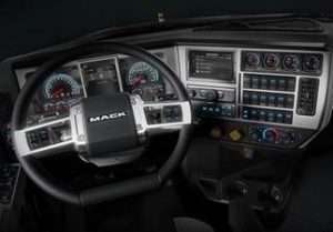 Mack trucks inside view of a trucks cab