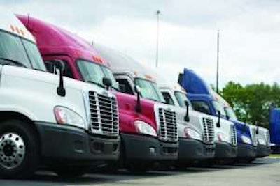 Parking Lot Full of Semi-Trucks