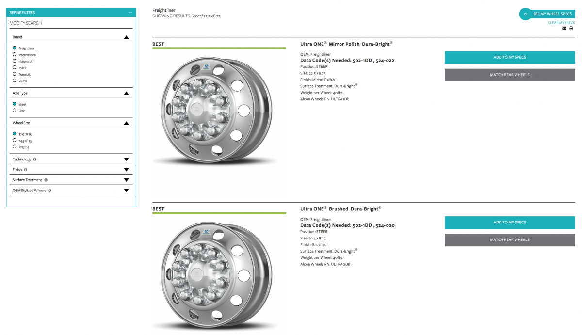 Alcoa Online Wheel Selector