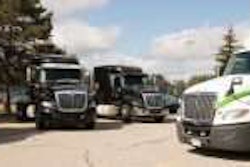 Semi trucks parked