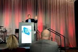 Steve Tam with ACT Research speaks Thursday at the Used Truck Association (UTA) annual convention in Las Vegas.