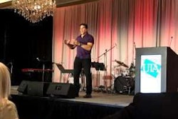 Lou Ferrigno speaks Thursday at the UTA annual convention in Las Vegas.