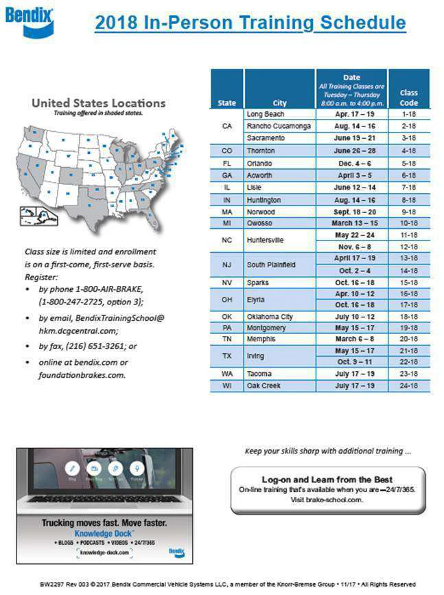 Bendix Brake Training School to offer 24 inperson sessions Trucks