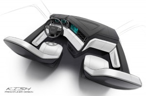 Design sketch of Freightliner Cascadia dash area.