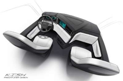 Design sketch of Freightliner Cascadia dash area.
