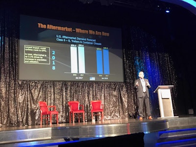 John Blodgett with MacKay & Company speaks Monday during Heavy Duty Aftermarket Dialogue in Las Vegas.