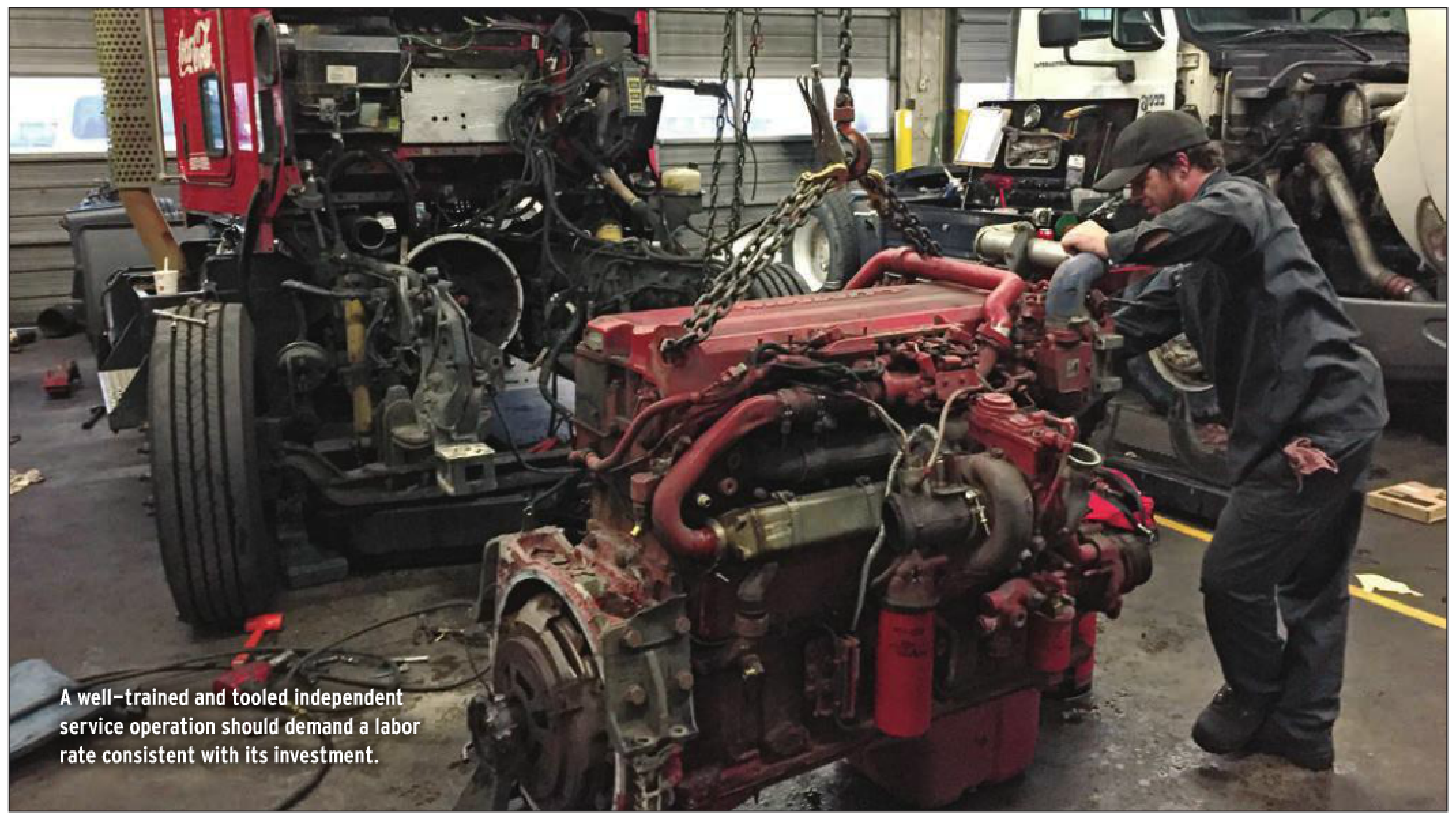 Semi-Truck Being Repaired and Serviced