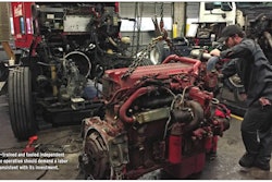 Semi-Truck Being Repaired and Serviced