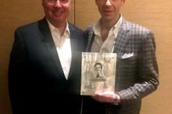 At the recent NationaLease Masters Club meeting in Mexico, Joe Gallick (left), NationaLease Senior Vice President of Sales, presented the coveted Gene Scoggins Award to top performer Lacy Teague of Salem NationaLease in Winston-Salem, NC.