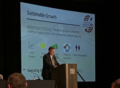 HDA Truck Pride CCO Tom Tecklenburg speaks Thursday during the group’s Annual Membership Meeting in San Diego.