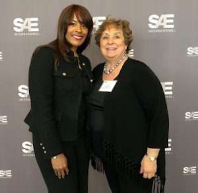 Thomas Built Buses’ Leslie Kilgore (left) with Rodica Baranescu