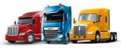 Peterbilt Model 579, DAF XF and Kenworth T680 trucks (Photo: Business Wire)